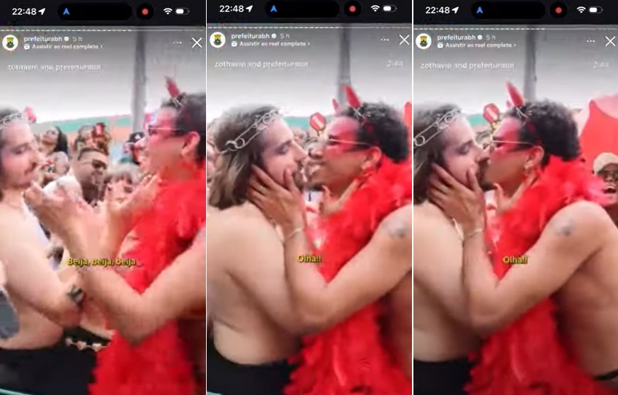 Beijo gay de Jesus e Diabo gera polêmica no carnaval com a Prefeitura de Belo Horizonte