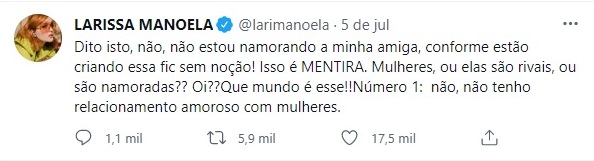 Atriz Larissa Manoela nega ser lésbica